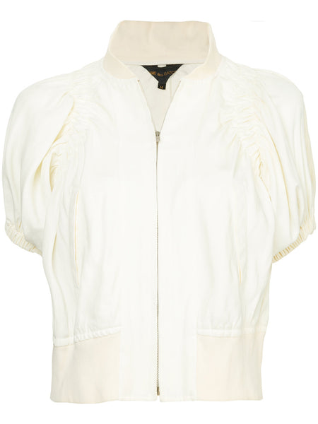 COMME DES GARÇONS ruched short sleeve bomber jacket