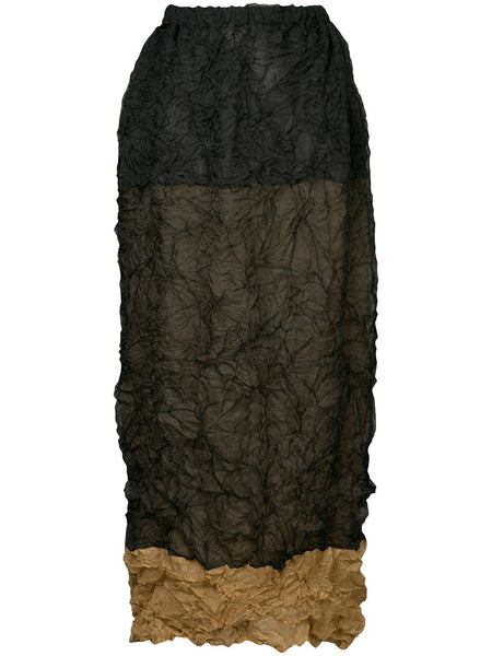 ISSEY MIYAKE contrast crinkle-effect skirt