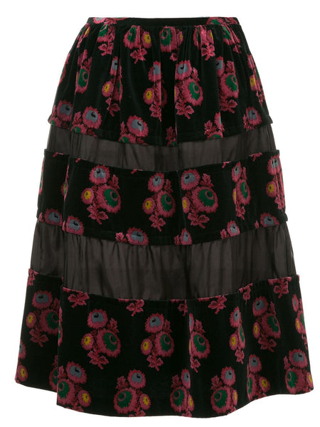 COMME DES GARÇONS floral velvet panels skirt
