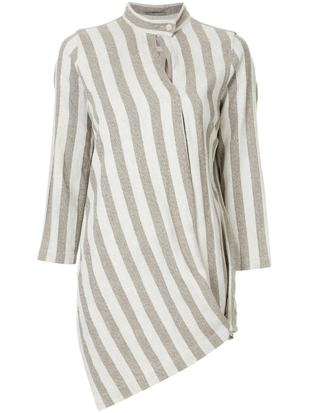 ISSEY MIYAKE band collar striped shirt