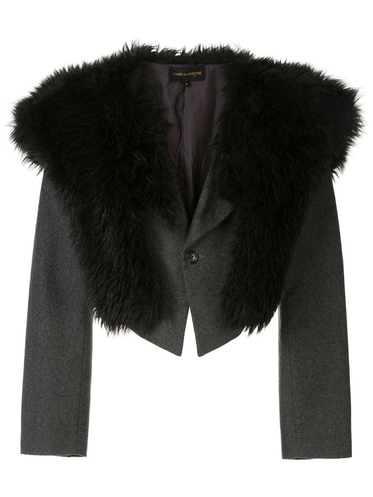 COMME DES GARÇONS faux fur shawl cropped jacket