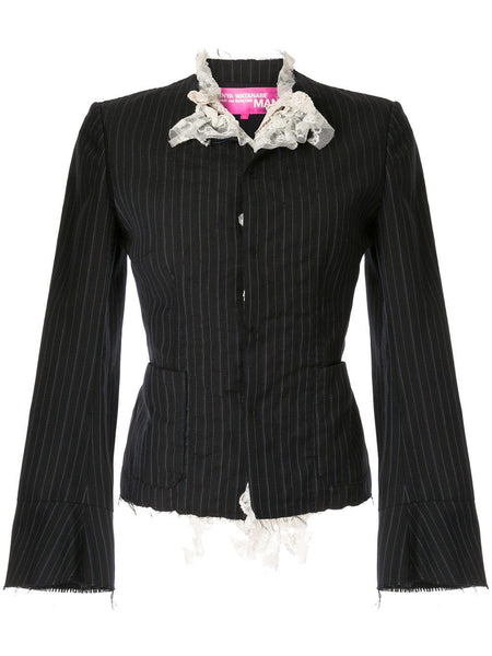 JUNYA WATANABE COMME DES GARÇONS ruffled lace pinstriped jacket