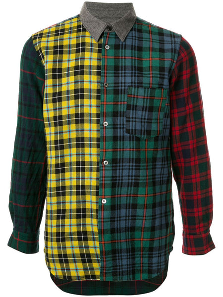 COMME DES GARÇONS block colour plaid shirt