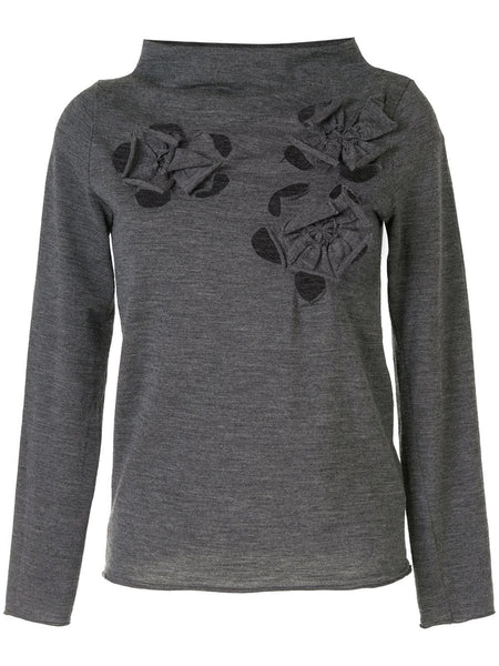 COMME DES GARÇONS flower appliqués long-sleeved blouse