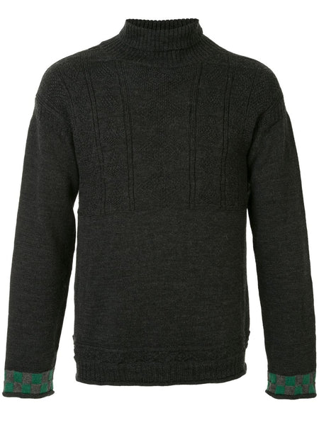 COMME DES GARÇONS checkerboard cuffs turtle neck jumper