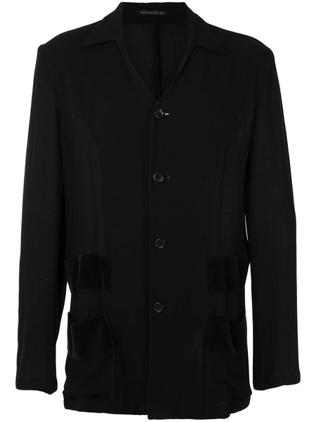 YOHJI YAMAMOTO velvet trimming relaxed-fit jacket