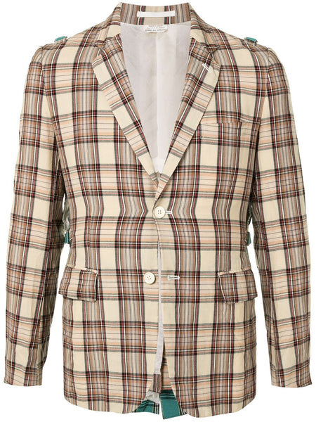 COMME DES GARÇONS contrasting panel checked blazer