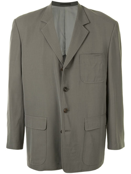 Yohji Yamamoto structured shoulders buttoned blazer