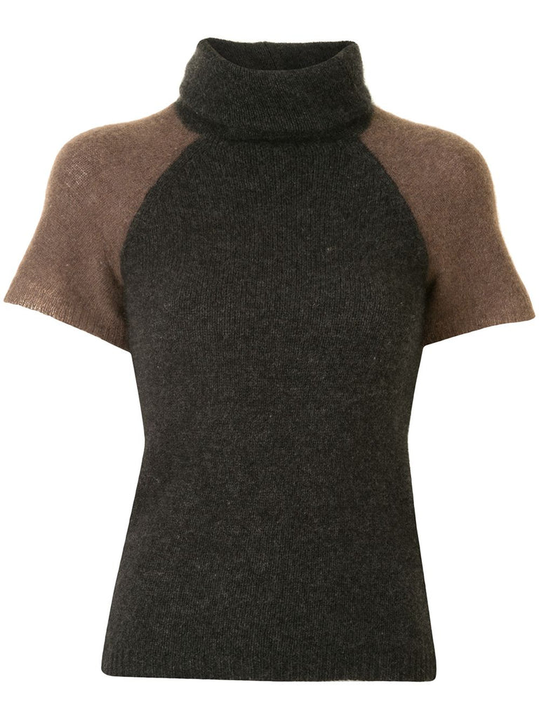 Yohji Yamamoto short-sleeved turtle-neck knitted top