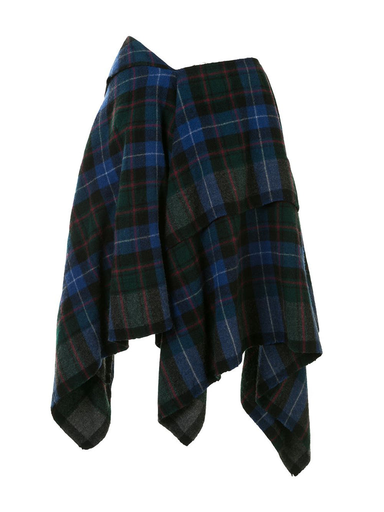 Comme Des Garçons tartan rag asymmetric skirt