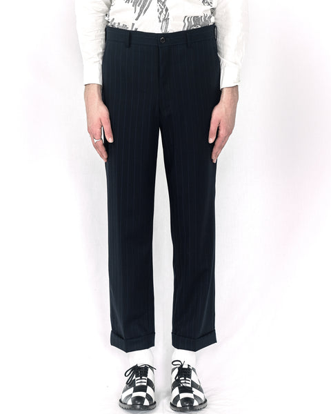 COMME des GARÇONS HOMME PLUS navy pinstripe dress pants