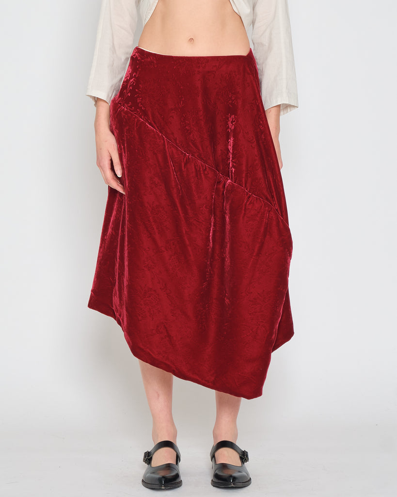 Chinese Tibetan Ethnic Heishui Dance Clothing Zang Nationality Woman Red  Brocade Skirt