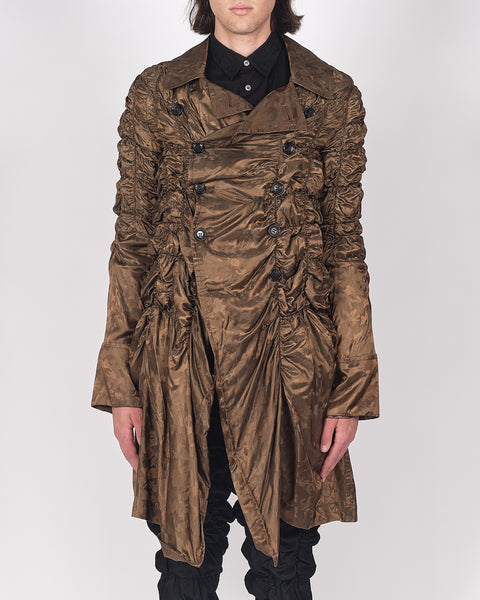 COMME des GARÇONS HOMME PLUS lustrous bunched up trench coat