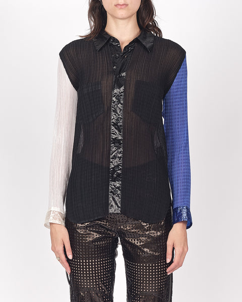 İssey Miyake sheer colour block shirt