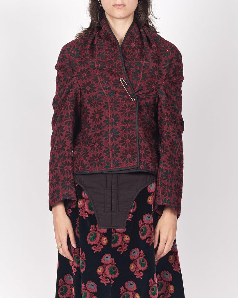 COMME des GARÇONS embroidered tartan wrap jacket