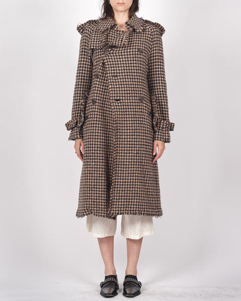 JUNYA WATANABE COMME des GARÇONS houndstooth frayed trench coat