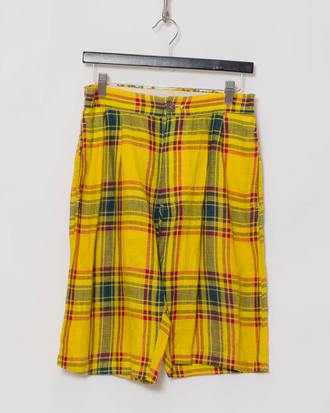 COMME des GARÇONS Homme Plus yellow tartan shorts