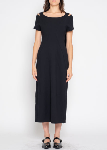 Yohji Yamamoto Noir black sash dress