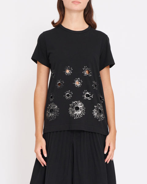 COMME des GARÇONS tricot silver flowers t-shirt