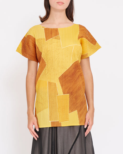 ISSEY MIYAKE abstract print pleated top