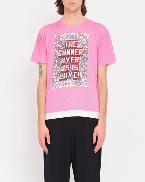 JUNYA WATANABE MAN COMME des GARÇONS banner over us is love t-shirt