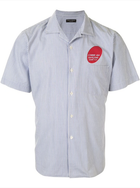 Comme Des Garçons logo print striped short-sleeved shirt