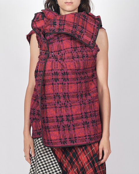 COMME des GARÇONS embroidered tartan wrap vest