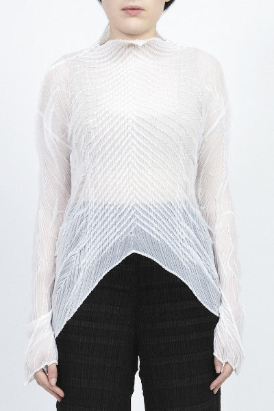 Issey Miyake <br> Fish Bone Pleated Top
