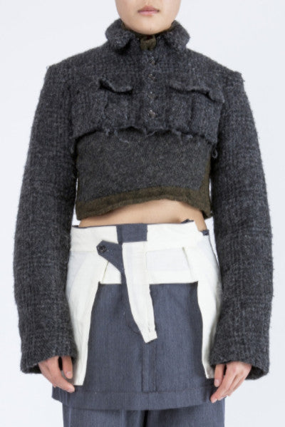 COMME des GARÇONS <br> Cropped Boiled Wool Jacket