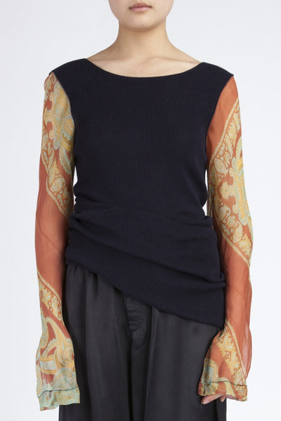 COMME des GARÇONS <br> Paisley sleeve knit top