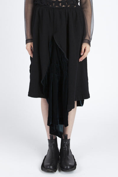 COMME des GARÇONS <br> Velvet boiled wool culottes / top