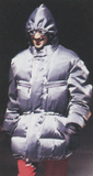 ISSEY MIYAKE double-collar metallic puffer jacket